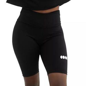 Cool Creative Solid High-Waist Biker Shorts Womens size Medium Black